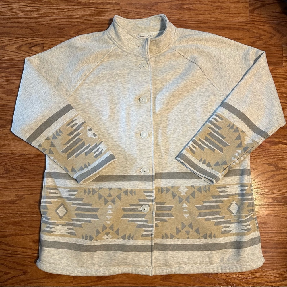Coldwater Creek Heathered Gray Patterned vintage Cardigan size XL